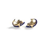 14ct gold and gem set dolphin earrings