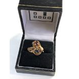 9ct gold gem set double rose ring, ring size approx o weight approx 5.1g
