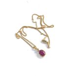 14ct gold chain and 18ct gold and ruby diamond pendant