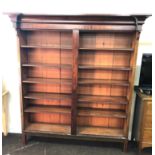 large victorian mahogany double book case height 77ins by 64ins wide