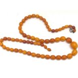 egg yolk Butterscotch amber bead necklace 52g