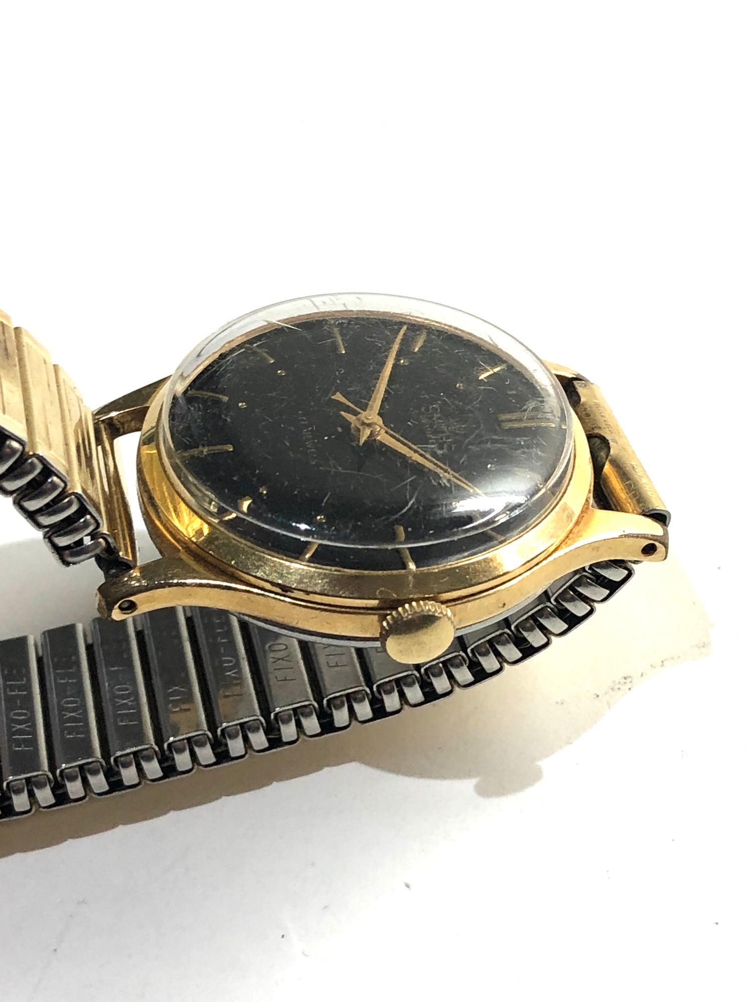 Vintage black dial smiths de luxe 17 jewel gents wrist watch winds and ticks but no warranty given - Bild 3 aus 4
