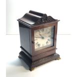 Vintage mahogany Reid & Sons mantle bracket clock measures approx 9ins by 6.5ins