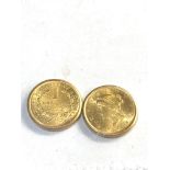 2 gold 1853 1 dollar coins