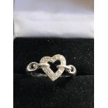 9ct white gold diamond heart ring ring size approx n weight approx 3.3g