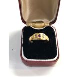 Antique 18ct gold diamond and ruby ring, size approx m weight approx 2.8g, Good overall condition,