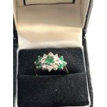 18ct Gold enamel diamond ring, ring size approx n/o, good overall condition