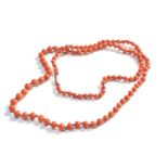 9ct gold clasp coral bead necklace