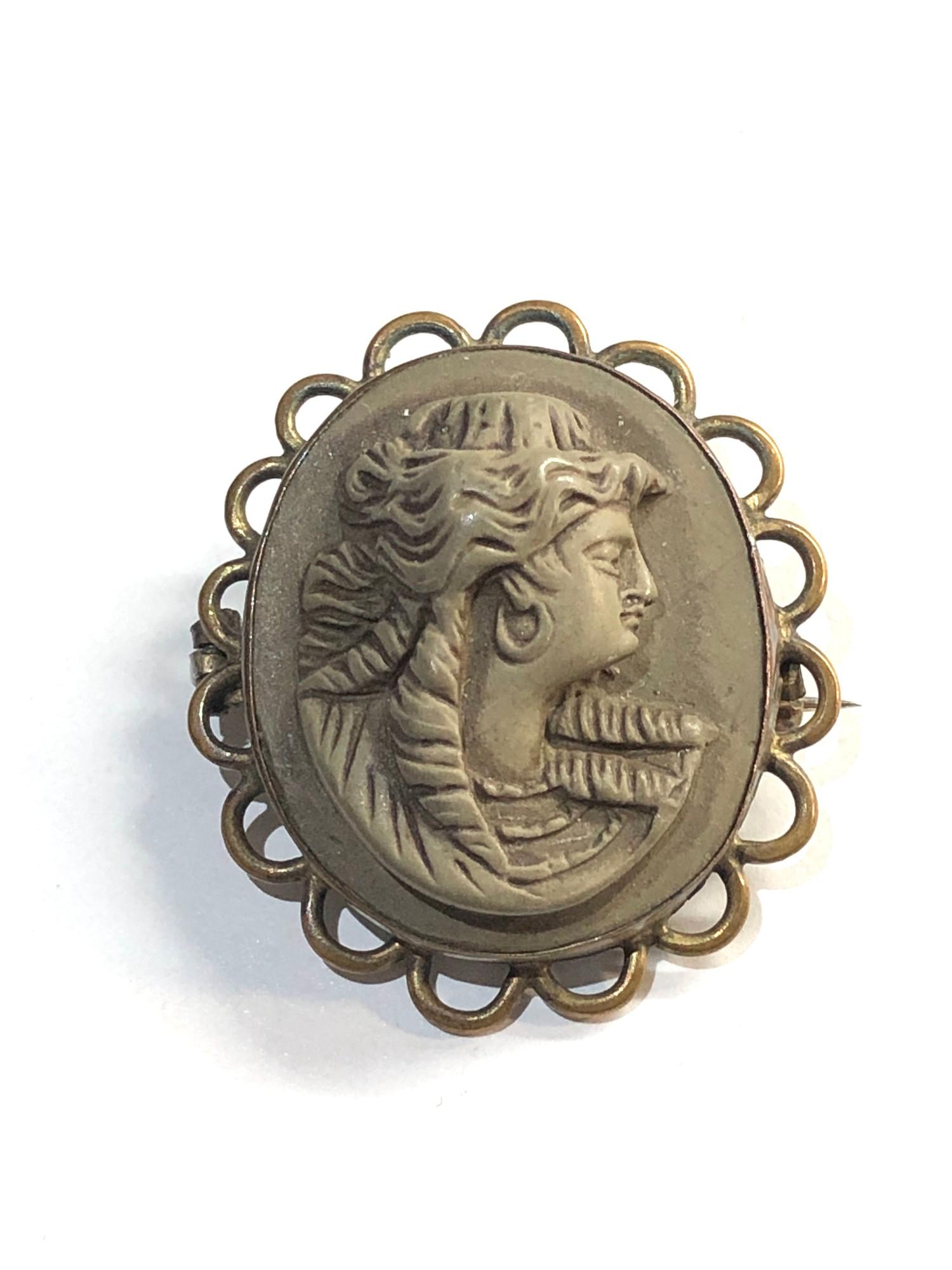 carved larva cameo brooch