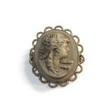 carved larva cameo brooch