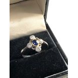 antique 18ct gold diamond and sapphire ring, size approx R weight approx 3.2g, Good overall