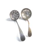 2 antique silver shifter spoons