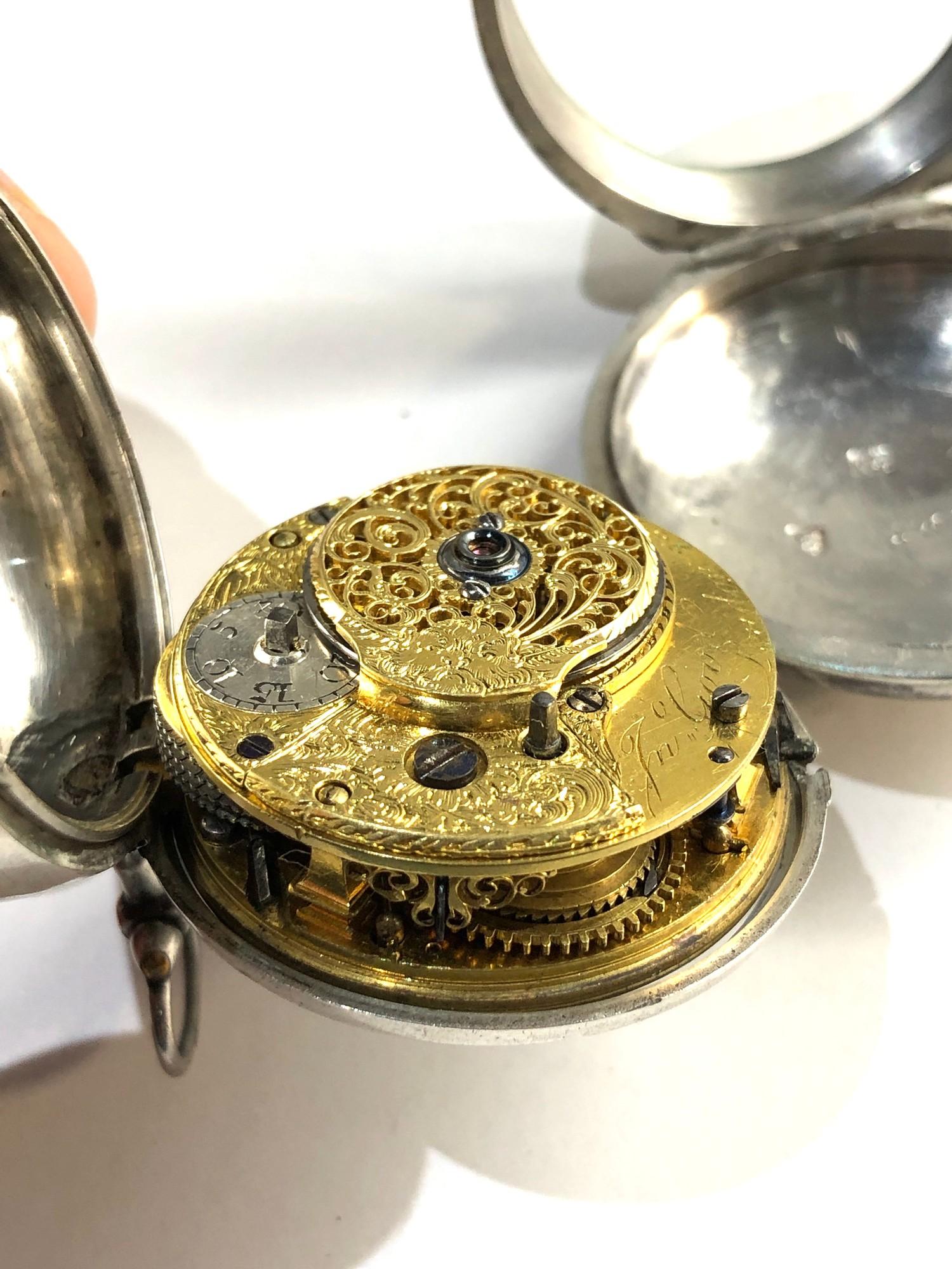 Antique early Georgian silver pair case fusee verge pocket watch by Jn Good London good overall