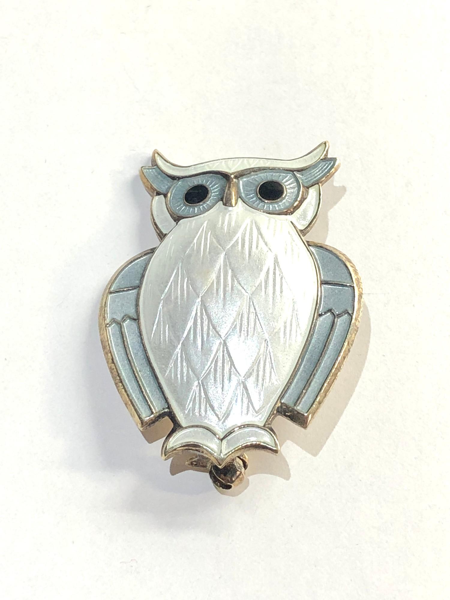 Silver & Enamel David Andersen owl brooch, this brooch is in good overall condition