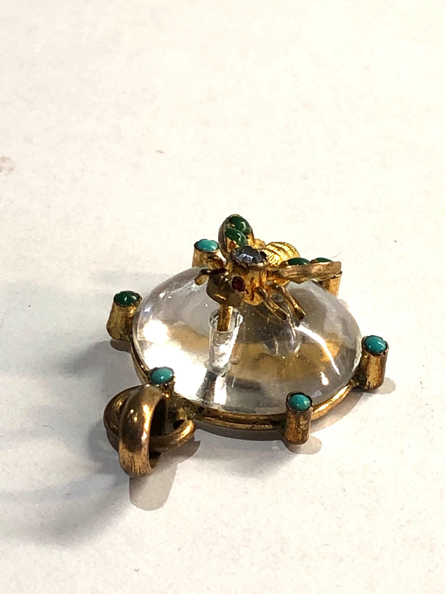 Antique crystal turquoise bug pendant - Bild 2 aus 3