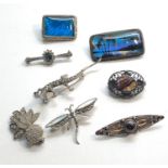 Selection of vintage silver brooches