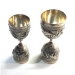 2 Indian silver cocktail spirit jiggers double measures