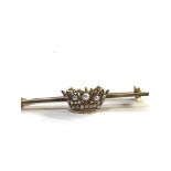 14ct gold and seed-pearl sweetheart brooch measures approx 48mm weight 3g