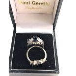 2 18ct white gold sapphire and diamond rings, ring size approx j/k