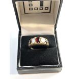 9ct gold garnet and opal ring, Good overall condition, no stones missing ring size approx Q