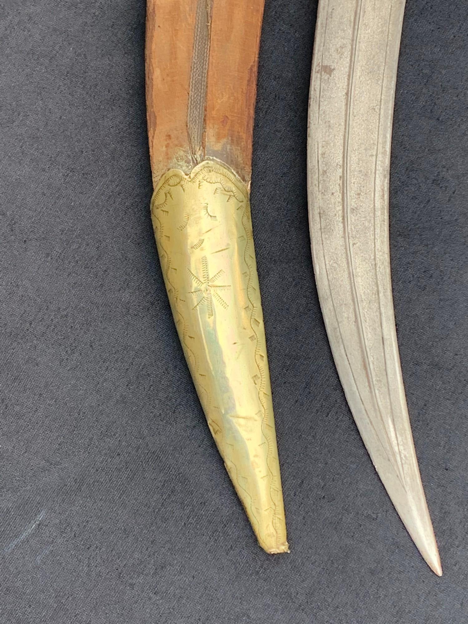 Large 18th / 19th century dagger probably caucasus with walrus grip the blade chiselled with naive - Bild 7 aus 7