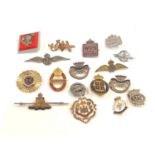 17 military lapel and sweetheart badges some need repair