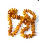 Antique egg yolk amber piece bead necklace 55g