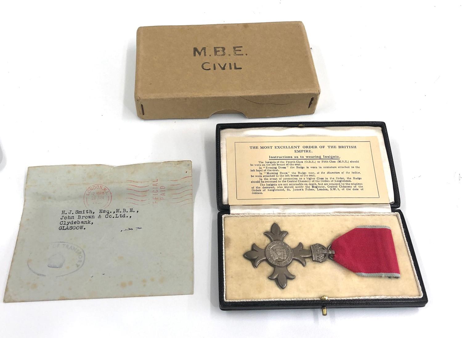 Civil M.B.E medal with both original boxes
