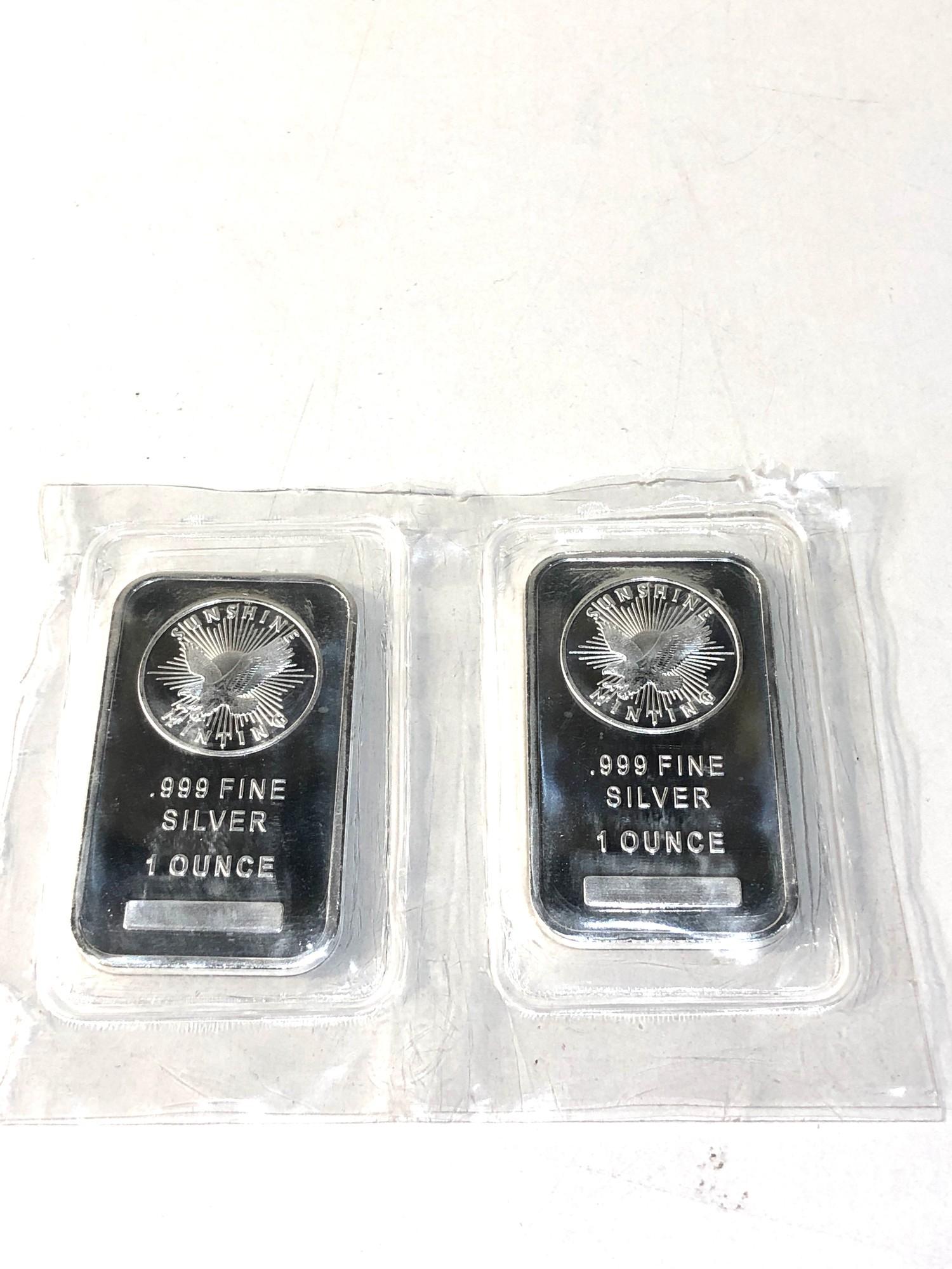 2 1 ounce 999 silver bullion ingots