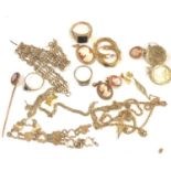 selection of 9ct gold jewellery includes rings chains earrings etc total weight 38.7g earrings are