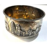 Antique silver bowl with scenic noahs ark design measures approx 11cm dia height 7cm sheffield