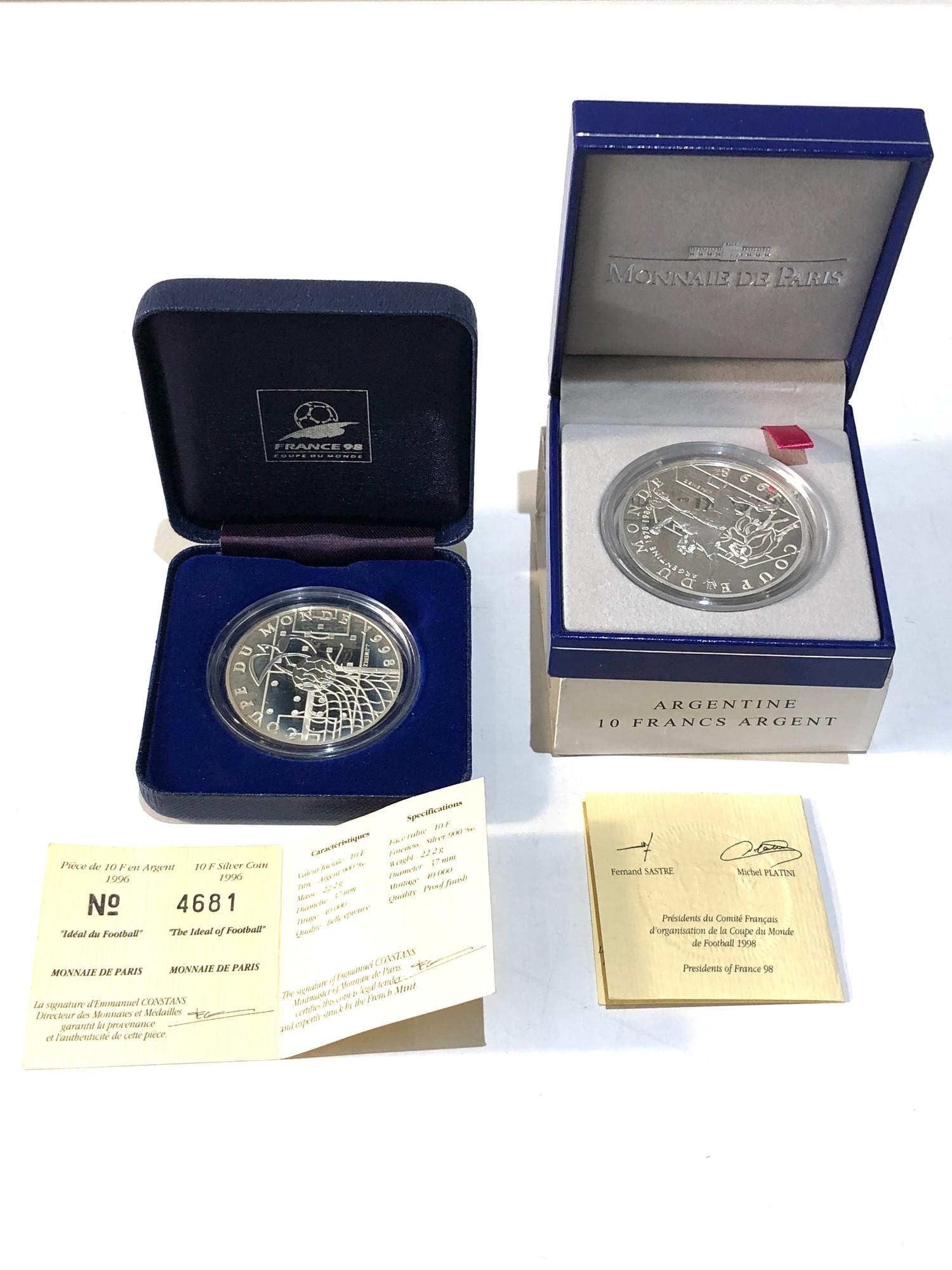 2 1998 proof silver france 98 coins with b.a.c