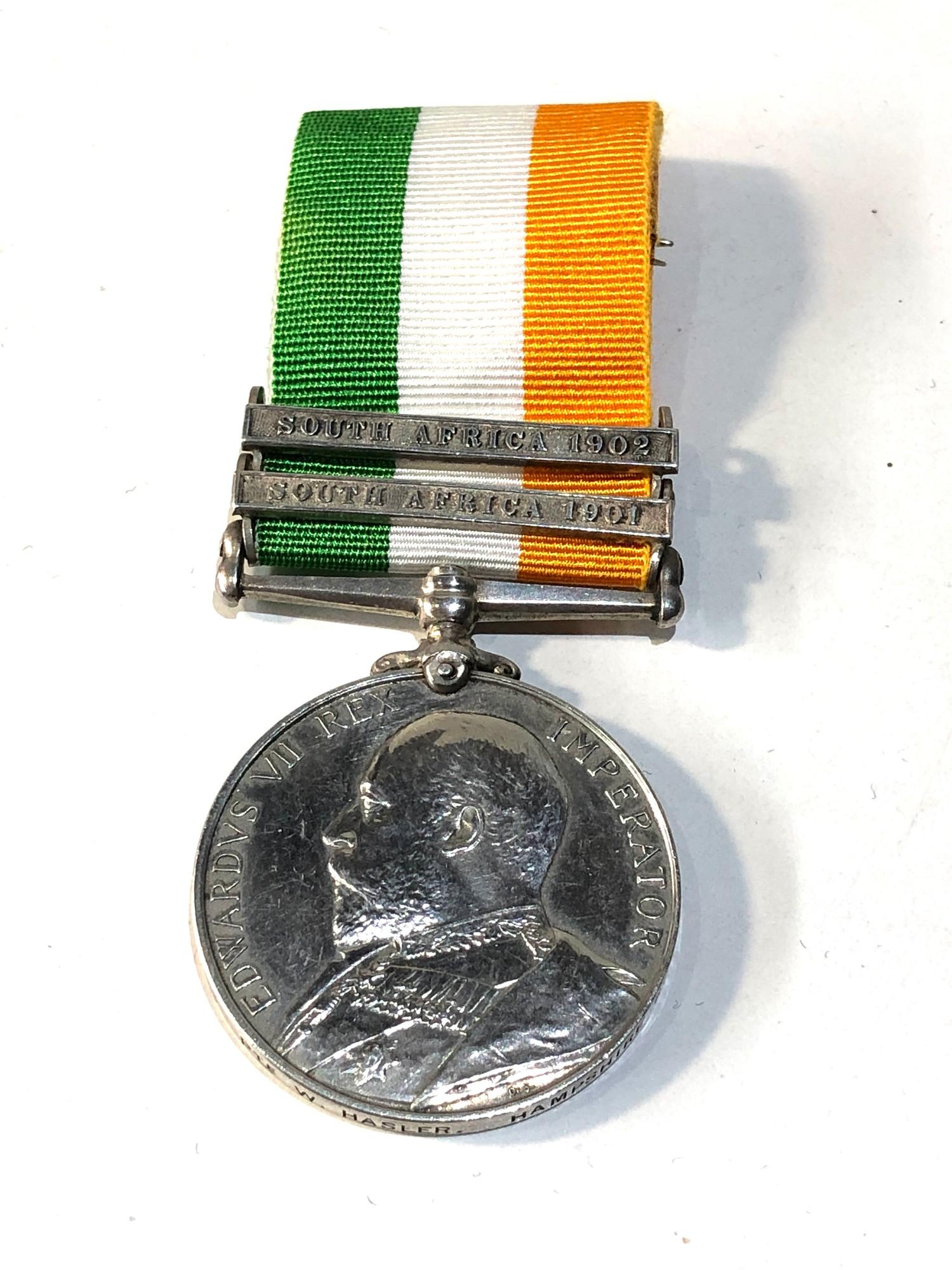 Boer war kings south africa medal to 2703 pte w hasler hampshire regiment