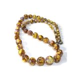 Antique foil bead opalescent glass venetian necklace measures approx 60cm long in good condition