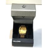 Boxed vintage Bulova longchamp gents wristwatch looks in good overall condition watch winds and