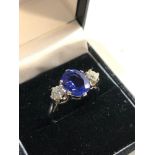 Fine platinum diamond and tanzanite ring central tanzanite 2.55ct with 0.60ct diamonds