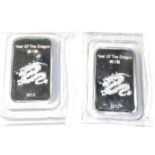 2 x 1 ounce silver .999 fine silver bullion bars