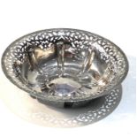 Pierced silver bowl London silver hallmarks measures approx 14cm dia