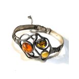 Silver and amber set bangle