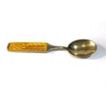 Silver And Enamel Danish 1967 Michelsen silver spoon With Yellow enamel good condition