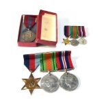 ww2 and 1953 coronation medals and ww2 matching miniatures