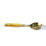 Silver And Enamel Danish 1960 Michelsen silver spoon With Yellow enamel good condition