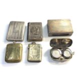 Selection of antique plated vestas match boxes and sovereign case