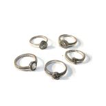 5 silver Pandora rings