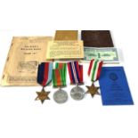 ww2 medals and paperwork to gunner robinson royal artillary