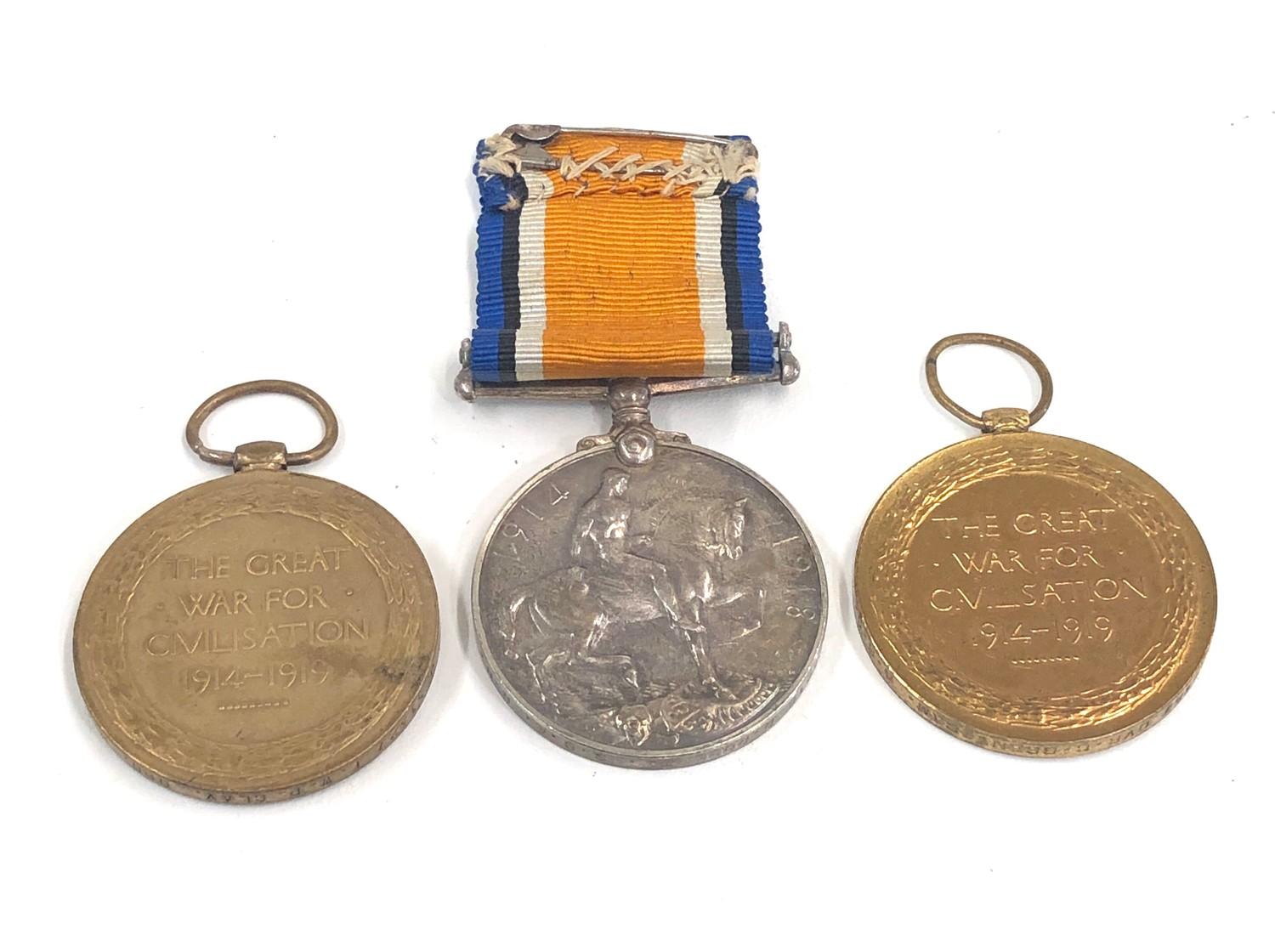 3 ww1 medals includes m.25916r.roberts s.b.a.r.n j.51327e.w.p clay ord r.n t4-159457 drv c brantigam - Bild 2 aus 2