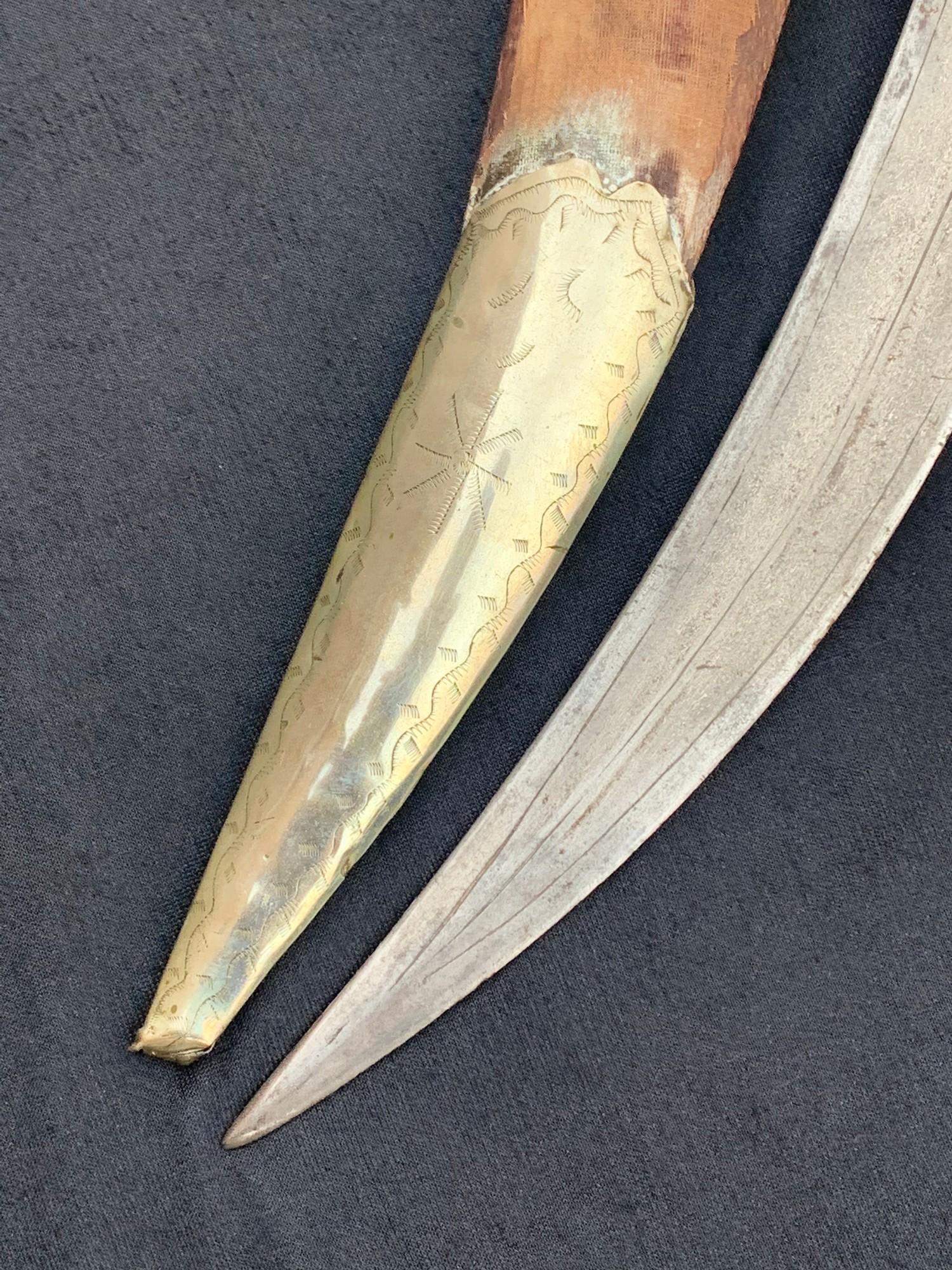 Large 18th / 19th century dagger probably caucasus with walrus grip the blade chiselled with naive - Bild 5 aus 7