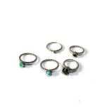 5 silver Pandora rings