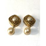 Vintage large Chanel pearl drop earrings