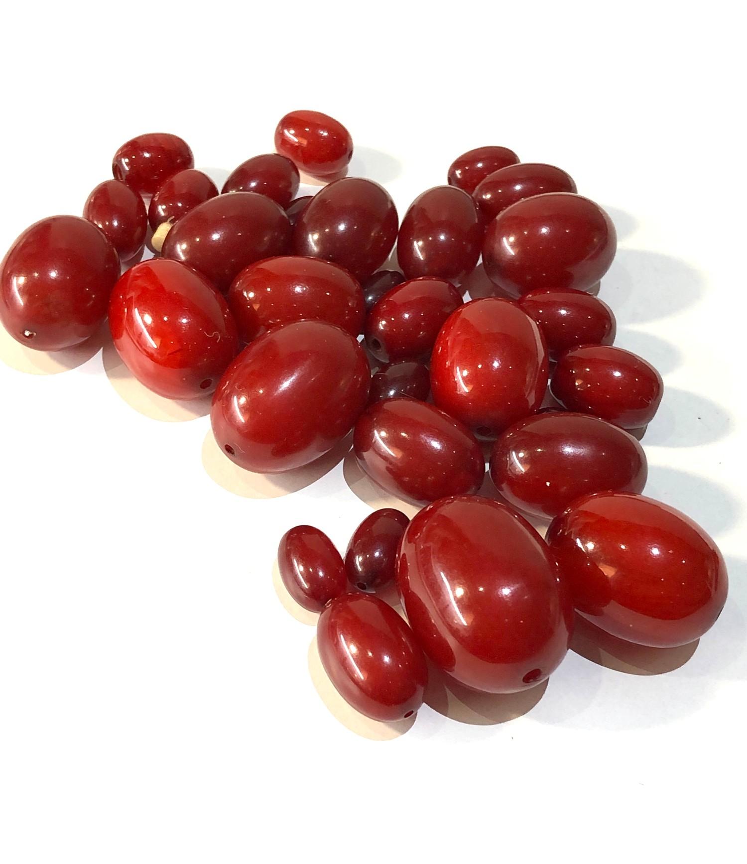 Antique cherry amber / bakelite beads largest bead measures approx 3.2cm by 2.4cm weight 115g good - Image 2 of 4